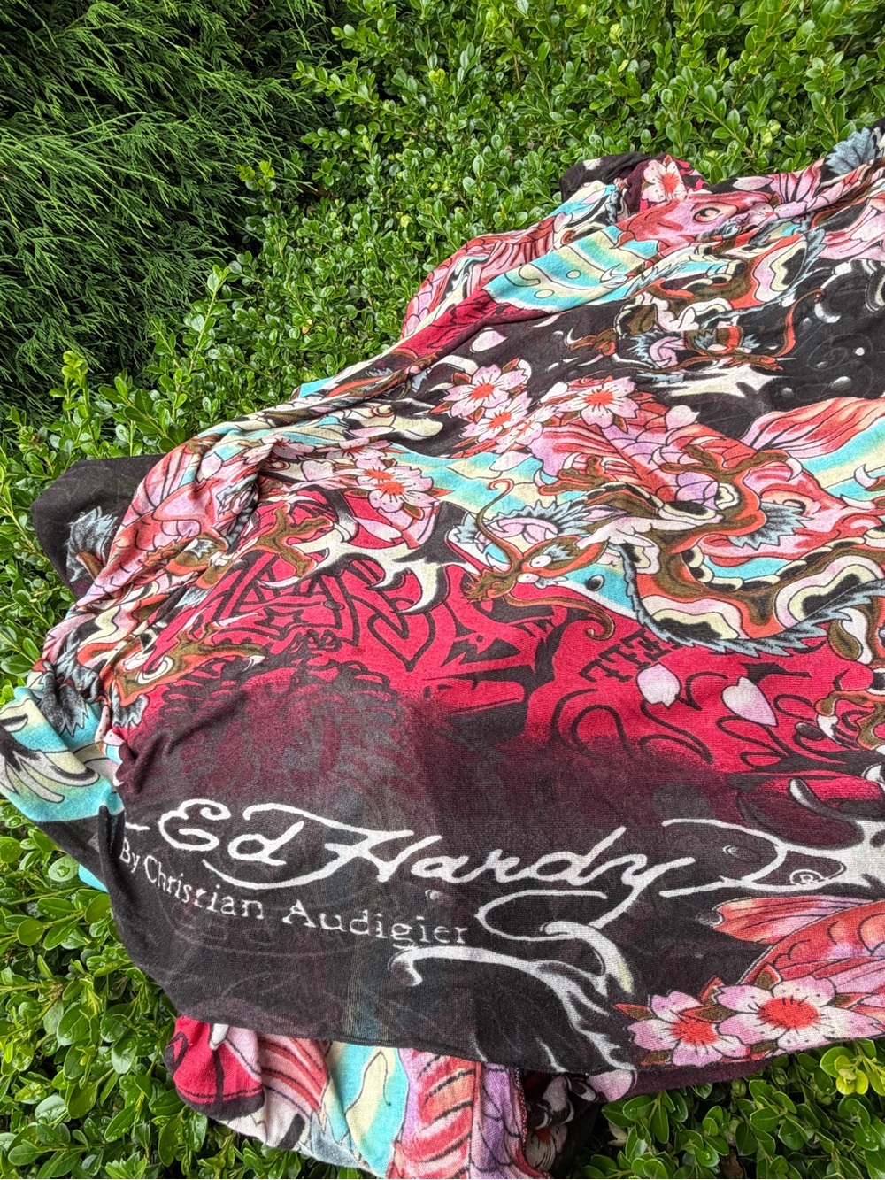 XL Sarong  style scarf  Vivid Multicolor Floral-Print Beach Cover up y2k dragon